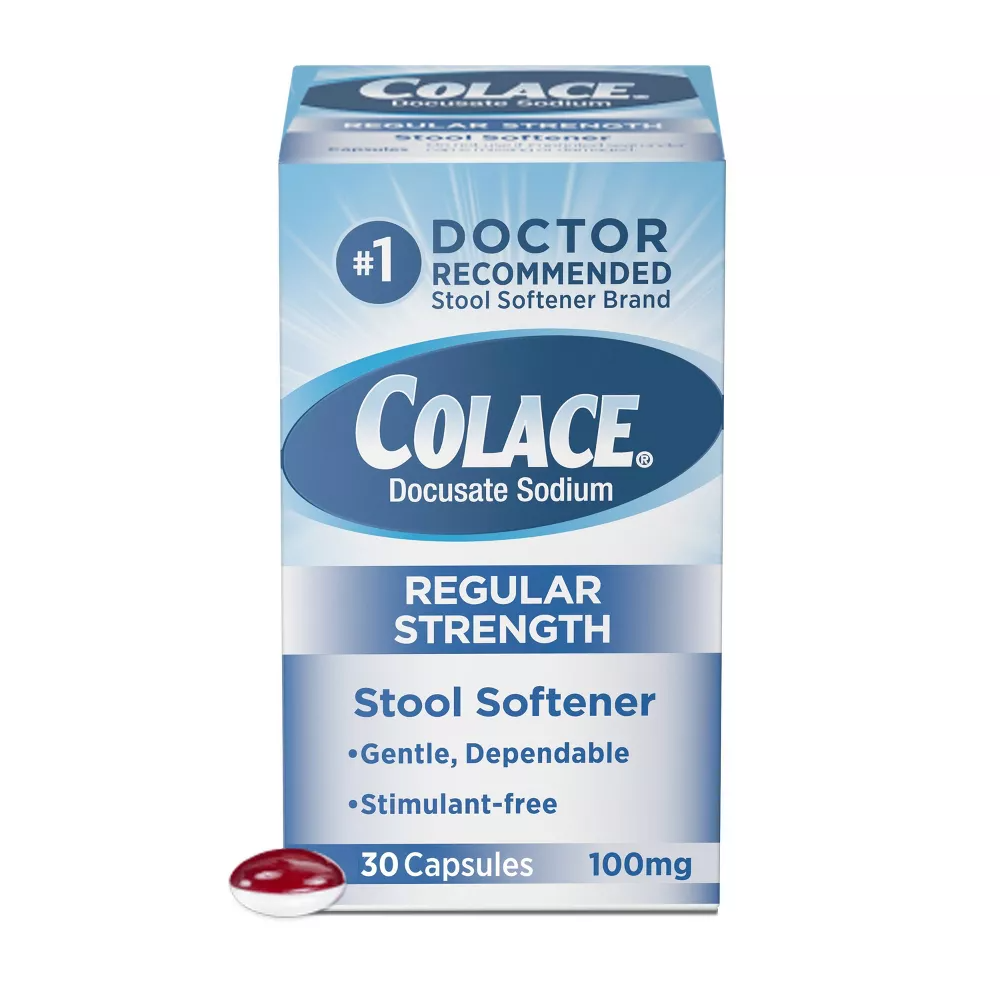Colace Docusate Sodium Stool Softner 100 mg Capsules, 30 Ea